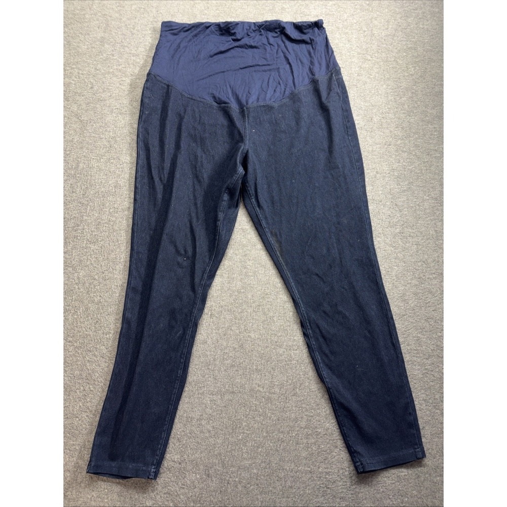 Hue‎ Women's Deep Indigo Ultra Soft Denim Maternity Denim Leggings Size XL NWT